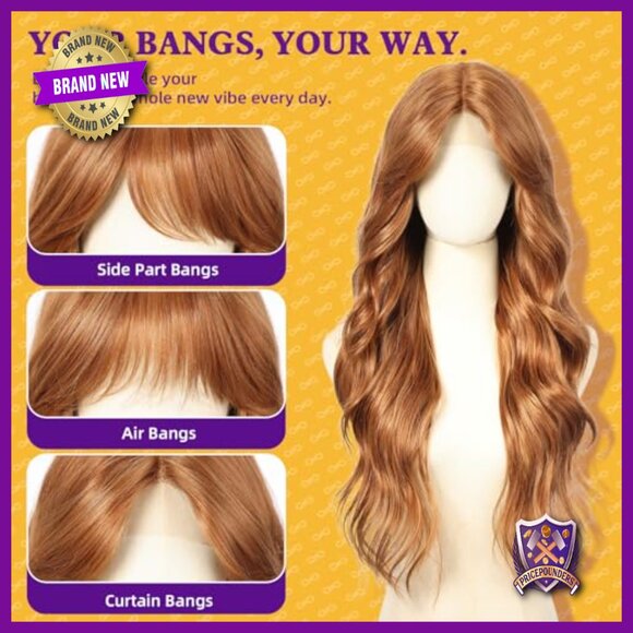 Long Body Wave Synthetic Lace Front Wig With Bangs 28IN Glueless main image 5